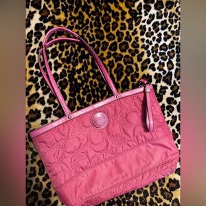 Coach Pink Quilted Tote Bag